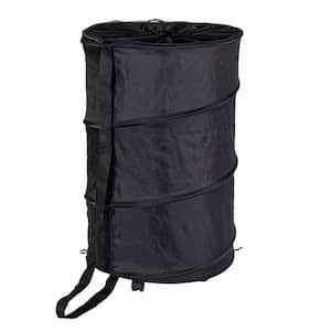 Black 18.1 in. x 31.1 in. x 31.1 in. Polyester Minimalist Round Rolling Pop Up Laundry Room Hamper