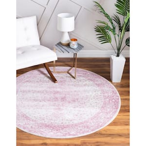 Pink 5 ft. Round Bromley Area Rug