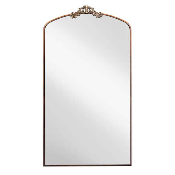 36 in. W x 66 in. H Arched Framed Floor Bathroom Vanity Mirror in Antique Bronze