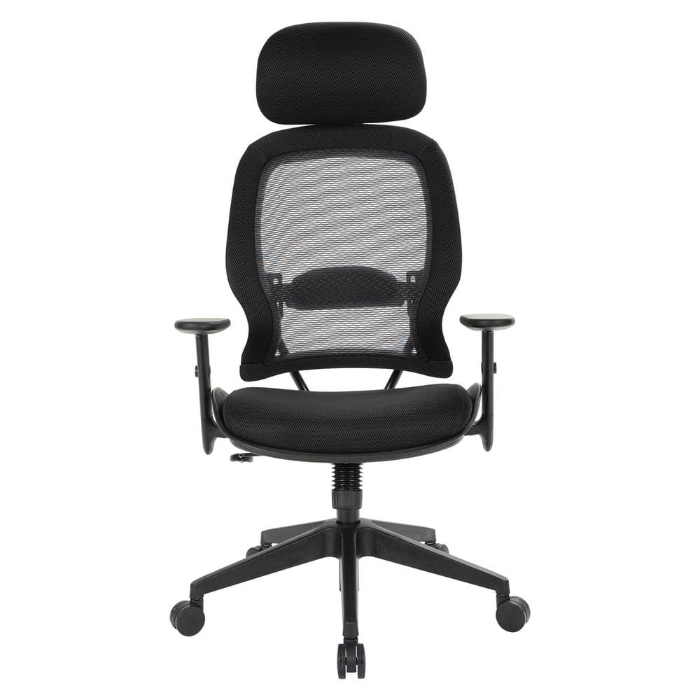 High-Back Professional AirGrid Black Leather & Mesh Office Chair