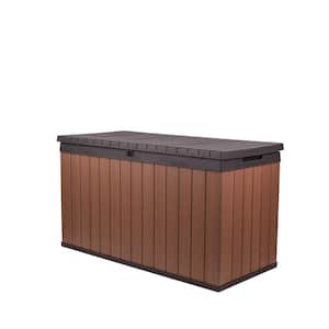 Darwin 150 Gal. Large Resin Deck Box for Patio Garden Furniture, Outdoor Storage Container, Brown