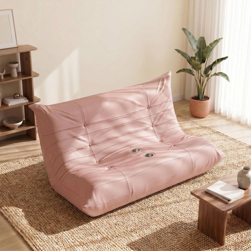 Modern Pink Memory Foam 2-Seater Polyester Bean Bag Chair Floor Lazy Sofa Couch for Living Room Bedroom Dorm