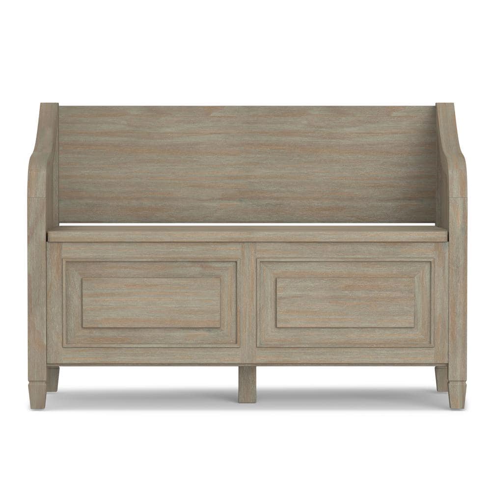 Connaught Distressed Grey Solid Wood Entryway Storage Bench