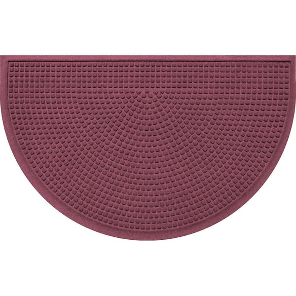 Squares Bordeaux 24 in. x 39 in. PET Polyester Half Round Non-Slip Indoor Outdoor Door Mat