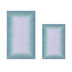 Torrent Collection Blue 100% Cotton 2-Piece (17 in. x 24 in. : 24 in. x 40 in.) Bath Rug Set