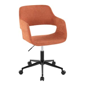 Margarite Orange Fabric and Black Metal Task Chair with Arms