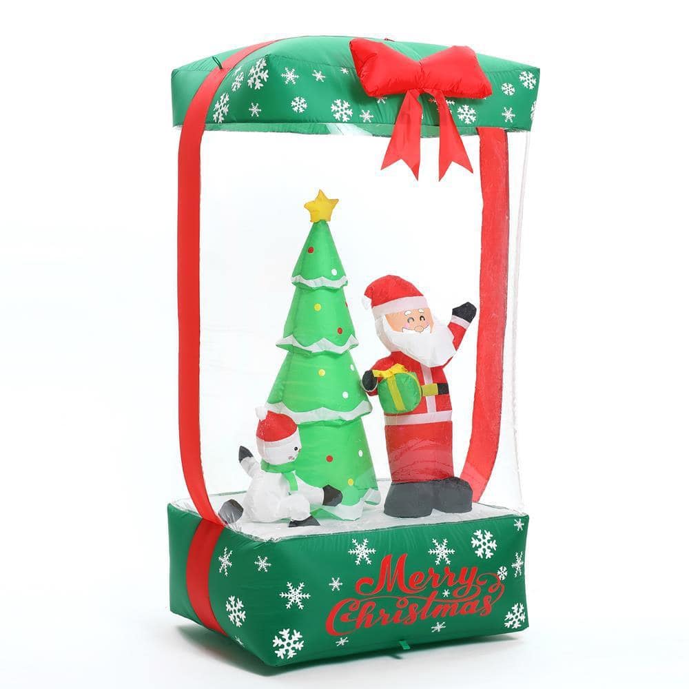 LuxenHome 6 ft. x 3.3 ft. Holiday Santa Display Present Inflatable with ...
