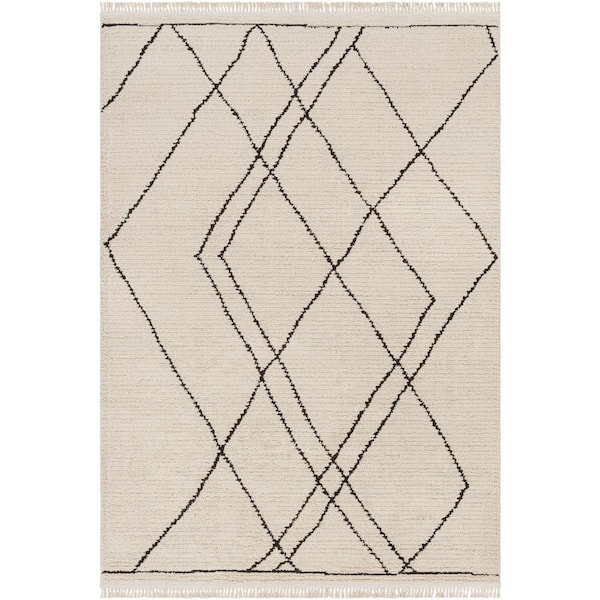 Livabliss Berlin Butter/Black Abstract 8 ft. x 10 ft. Indoor Area Rug
