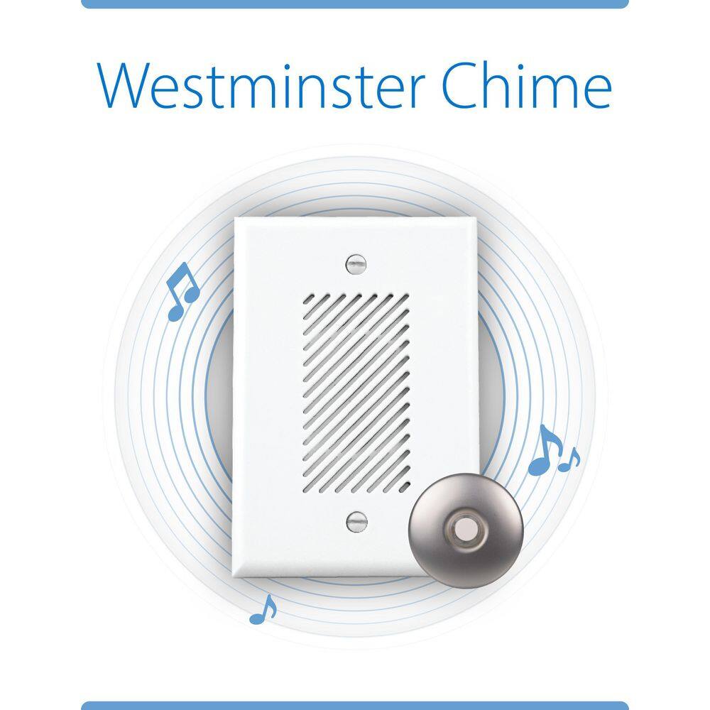 White Plastic Single-Gang Electronic Door Chime Kit with Lighted Button