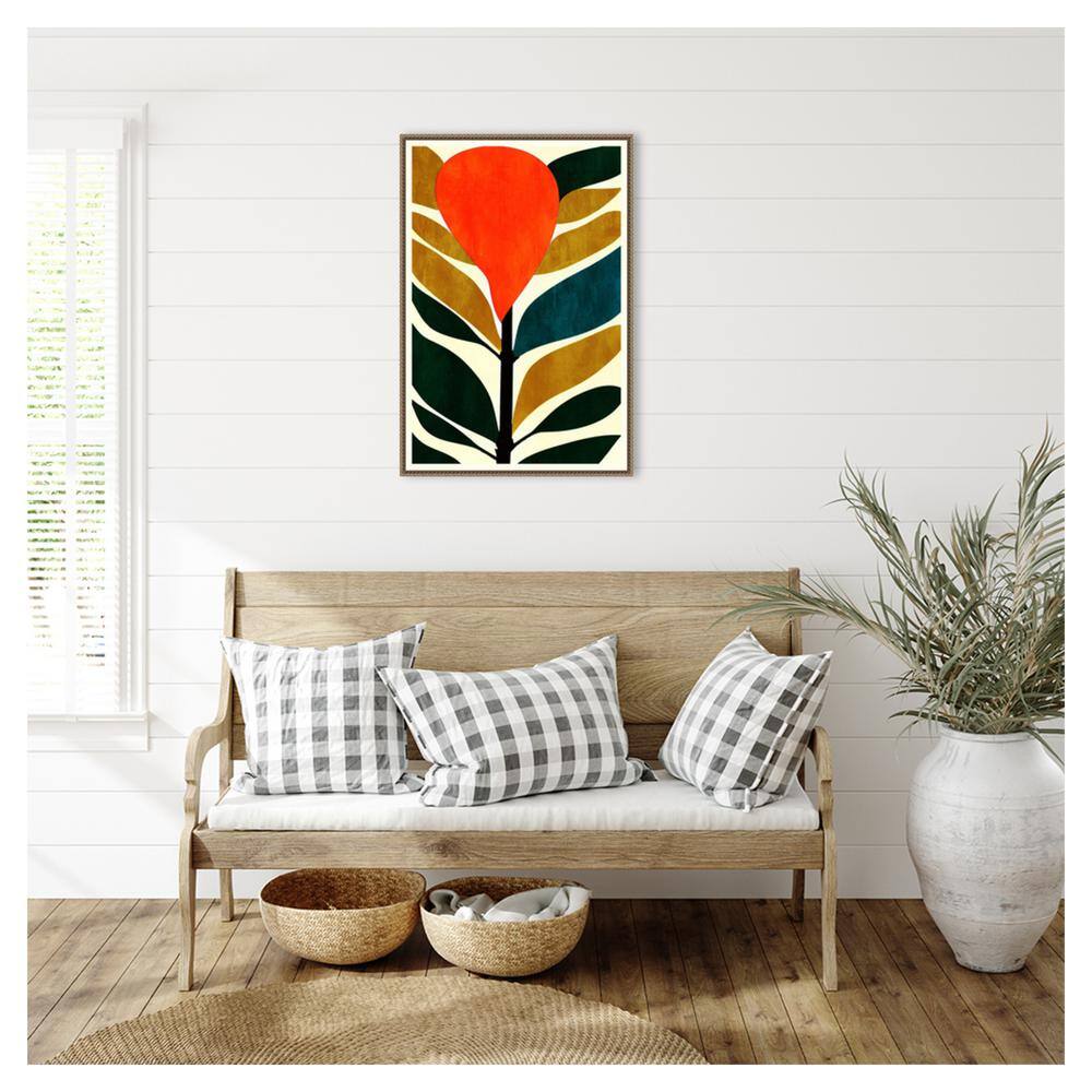 23"x33" Abstract Flower No.3 Canvas Wall Art with Bronze Frame