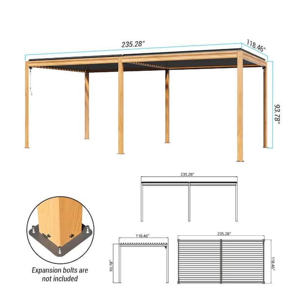 Mondawe Celestia 10 ft. x 20 ft. Wood Grain Aluminum Frame