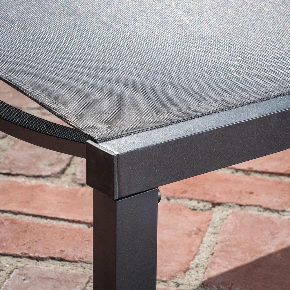 Gray Adjustable Aluminum Sling Chaise Lounge Chair