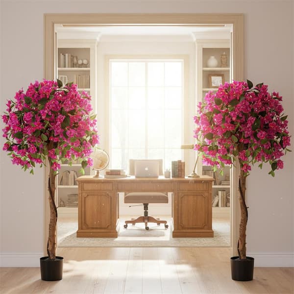 53 in. Faux Floral Plant, Greenery Artificial Azalea Tree with Pot, Azalea Flowers Furniture Tree for Indoor Decoration