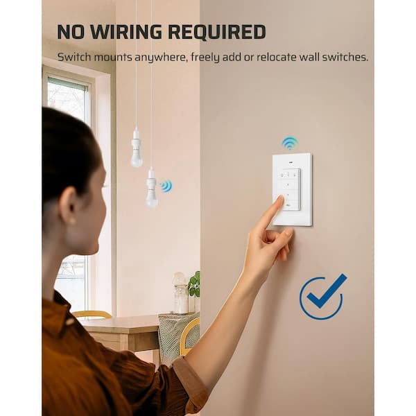 120-Volt Wireless Remote Control Lamp Bulb Socket for Pull Chain Light Fixtures(1 Wall Mounted Controller+2 Socket)