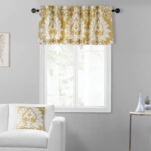 Lacuna Sun Yellow Printed Cotton Rod Pocket Window Valance - 50 in. W x 19 in. L (1 Panel)