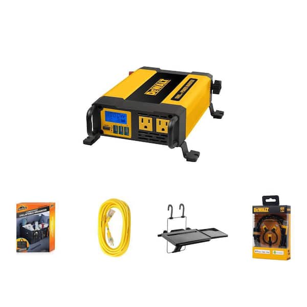 5-Piece Car Utility Kit with Laptop Tray Trunk Organizer 1000W Inverter 3-in-1 Cable and 25 ft. Extension Cord