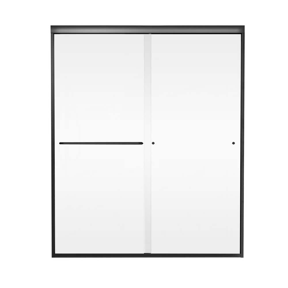 56 - 60 in. W x 72 in. H Sliding Semi Frameless Shower Door, 1/4 (6mm) Clea