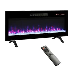 36 in. Wall Mount/Recessed Electric Fireplace with Remote and Multi Color Flame in Black