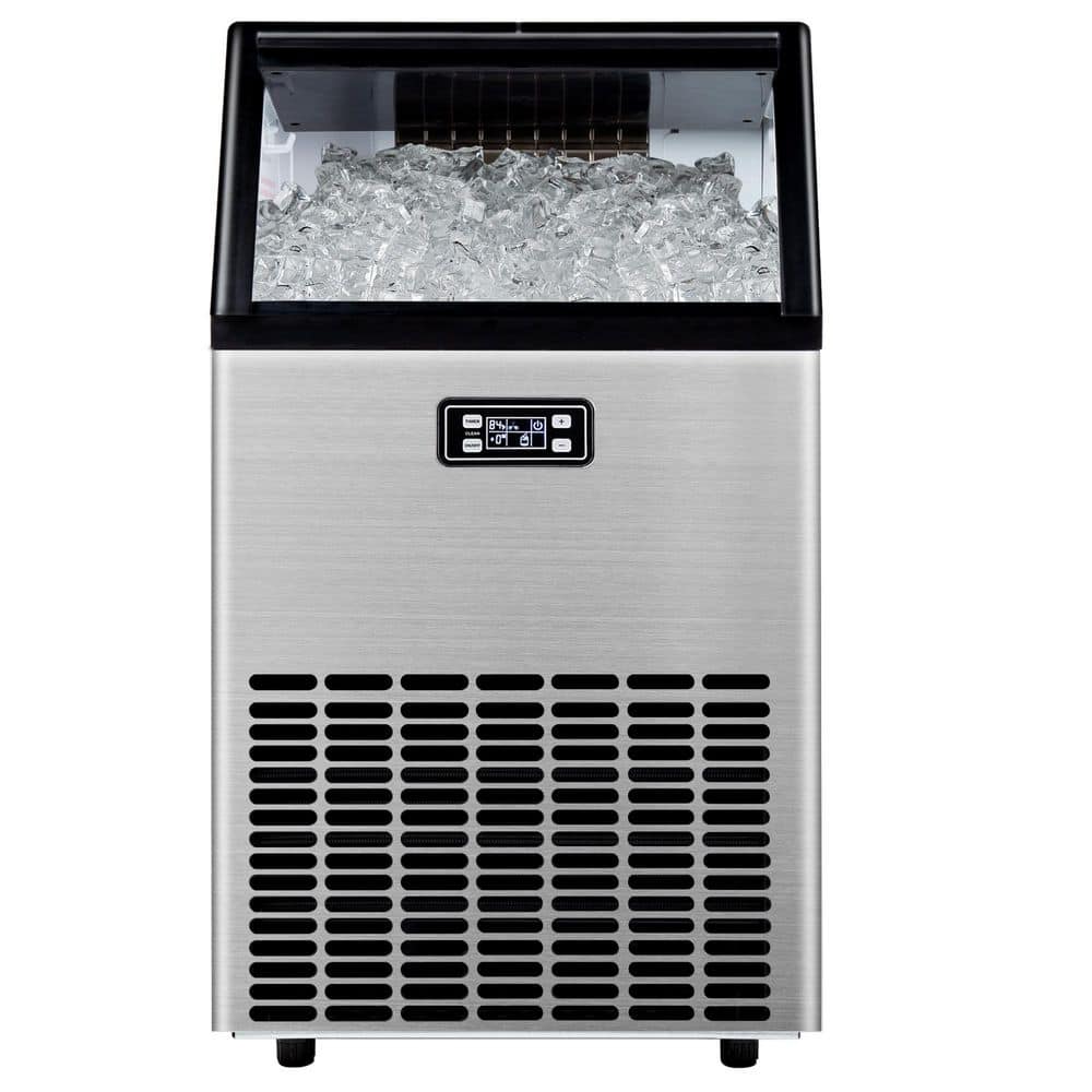 18 in. 150 lbs. /24H Full Size Cubes Undercounter Commercial Freestanding Ice Maker in Silver, 33 lbs. Storage Capacity