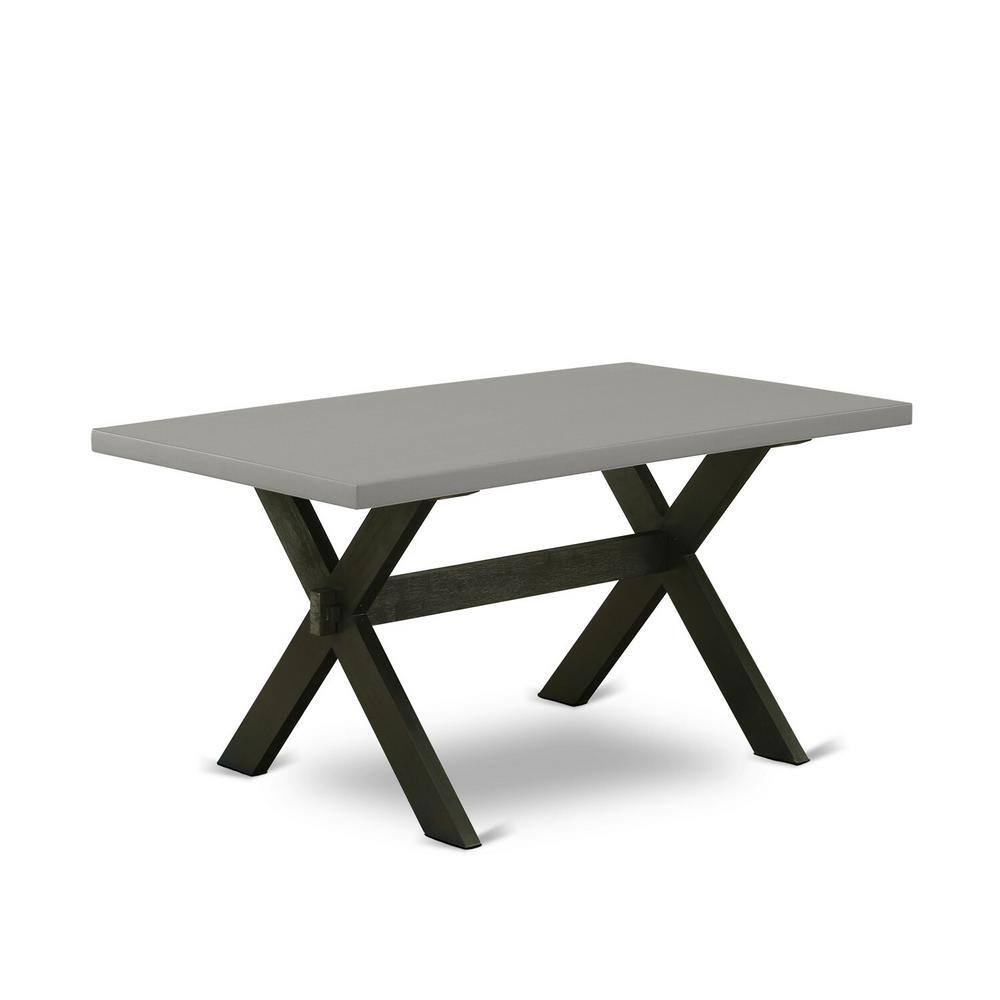 East West 6-Piece Wire Brushed Black and Mineral Blue Dining Set