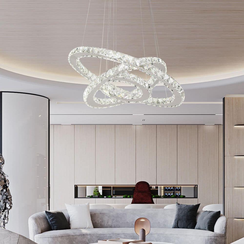 Maxax Jefferson 3-Light 21.7 in. Integrated LED Chrome Crystal