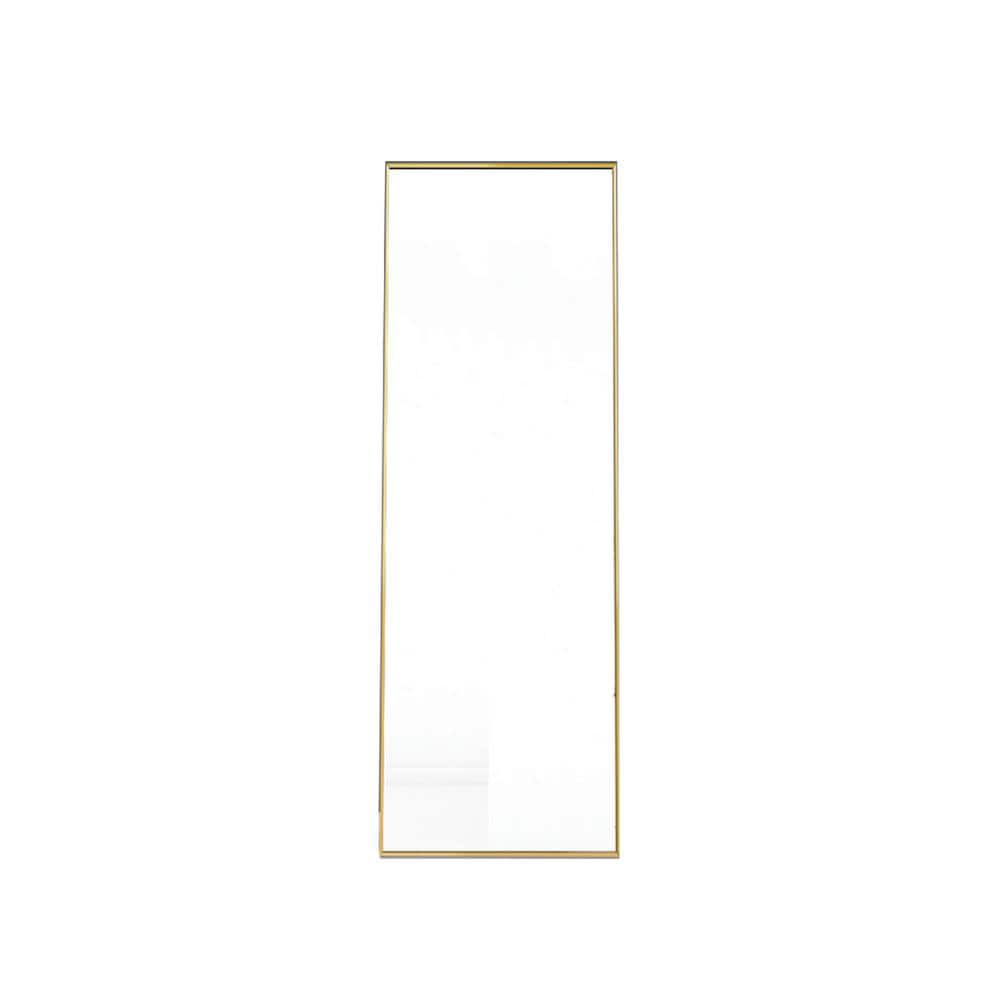 Gold 16 in. W x 59 in. H Rectangular Metal Full Length Mirror with Stand Wa