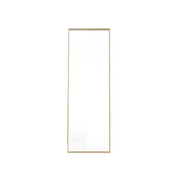 Unbranded Gold 16 in. W x 59 in. H Rectangular Metal Full Length Mirror with Stand Wall Mounting Full Body Mirror