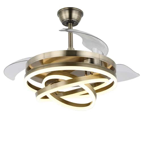 Wesley 42 in. Indoor LED Bronze DIY Shape Retractable Ceiling Fan With Lights, 6-Speed Ceiling Fan with Remote Control Lighting