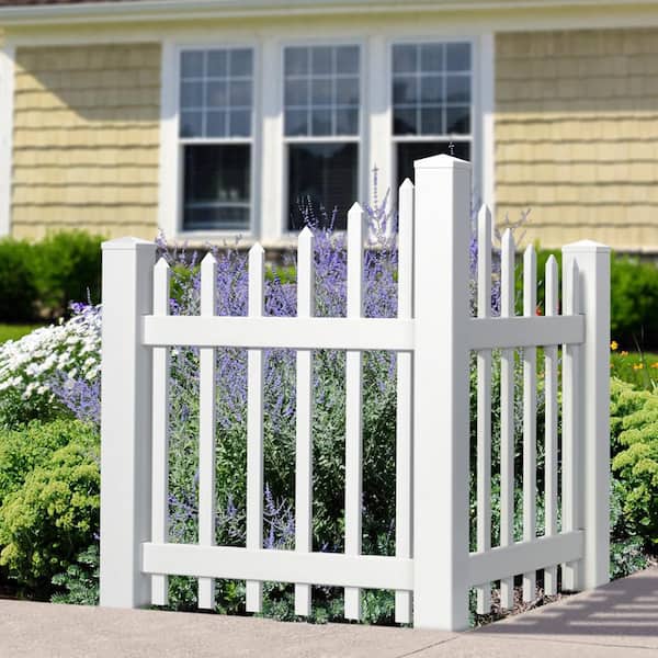 Outdoor Essentials 4 Ft H X 3 W, White Picket Garden Fence Home Depot