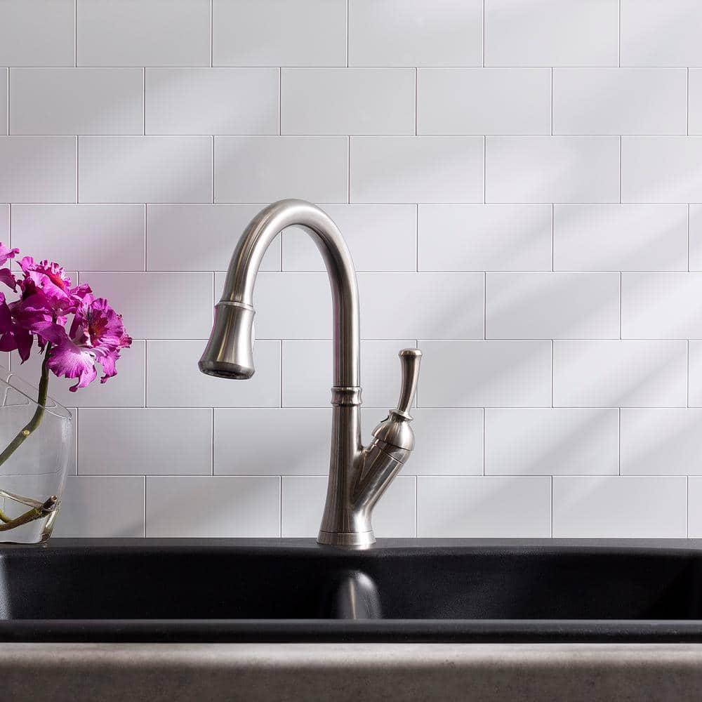 White Metal Peel and Stick Backsplash Tile for Kitchen and Bathroom Walls