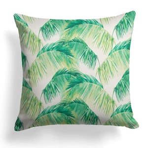 Tahitian Green Square Outdoor Throw Pillow
