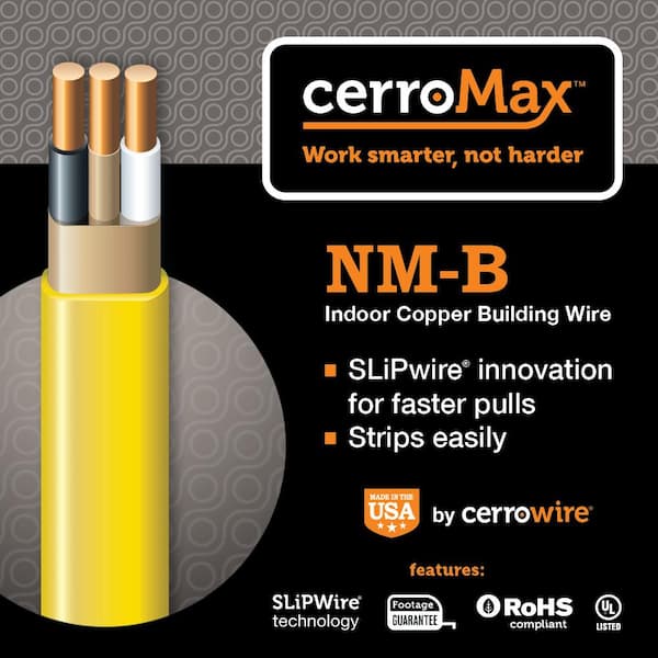 Cerrowire 25 ft. 10/3 Orange Solid CerroMax SLiPWire Copper NM-B