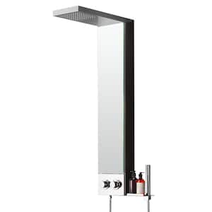 Rainfall GlassWall Bar Shower Kits System with Waterfall Shower Head and Shower Wand Mirrored Finish in Polished Chrome