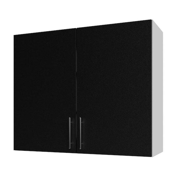 Miami Pitch Black Matte 36 in. x 12 in. x 30 in. Flat Panel Stock Assembled Wall Kitchen Cabinet