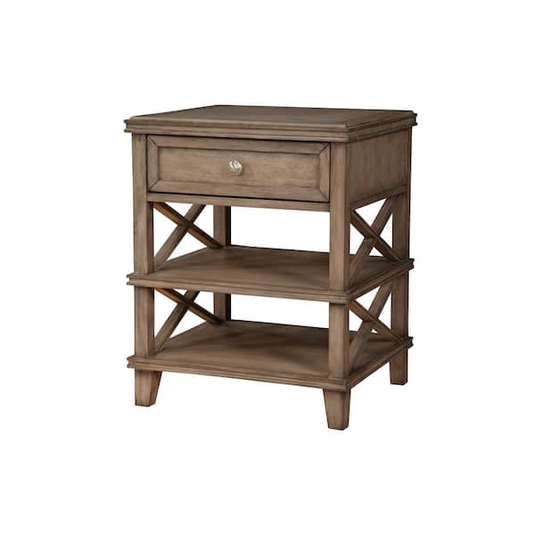 Unbranded Potter 1-Drawer and 2 Open Shelves French Truffle Nightstand