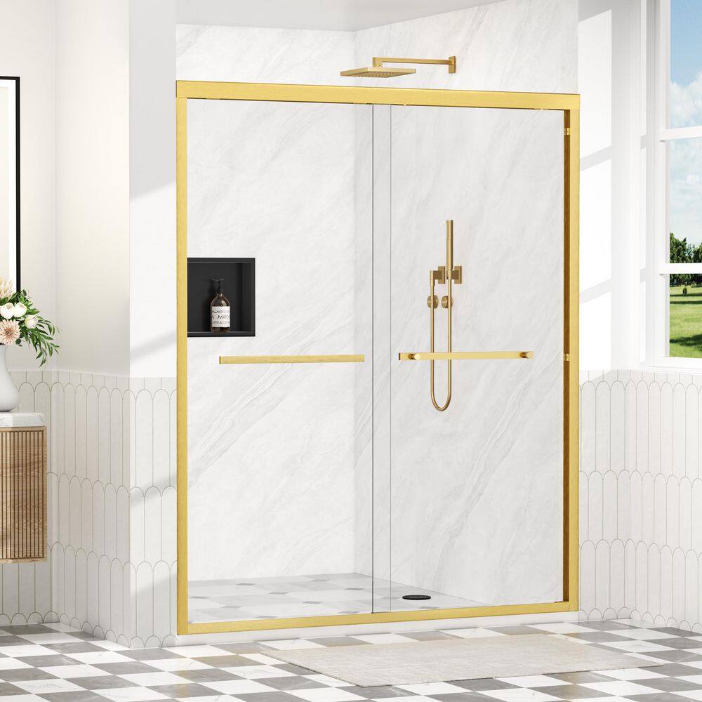 56 in. - 60 in. W x 76 in. H Double Sliding Framed Shower Door in Brushed Gold with 8mm Frosted Glass price history on PriceWatchPro