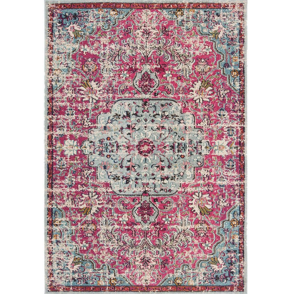 Pink Polypropylene 6 ft. x 9 ft. Geometric Indoor Area Rug