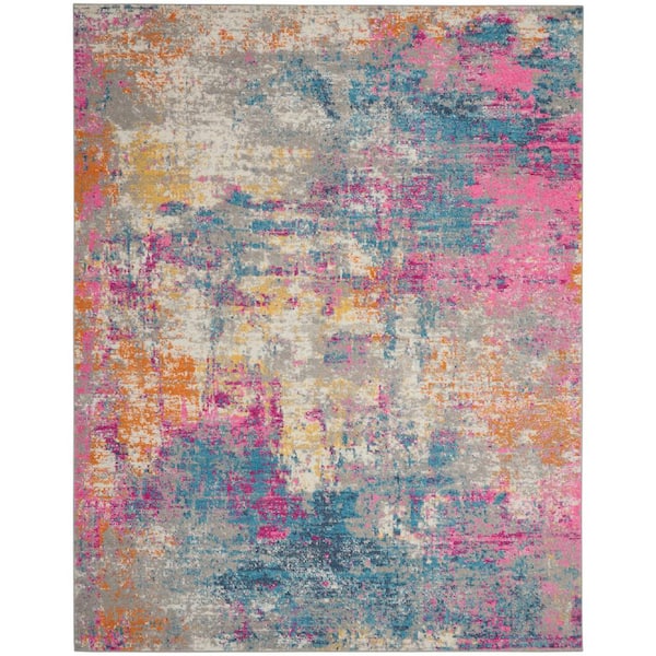 Nourison Passion Ivory Multicolor 6 ft. x 9 ft. Abstract Contemporary Area Rug