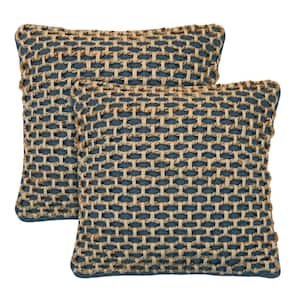 Jada Indigo 20 in. x 20 in. Braided Jute Decorative Throw Pillow Cover
