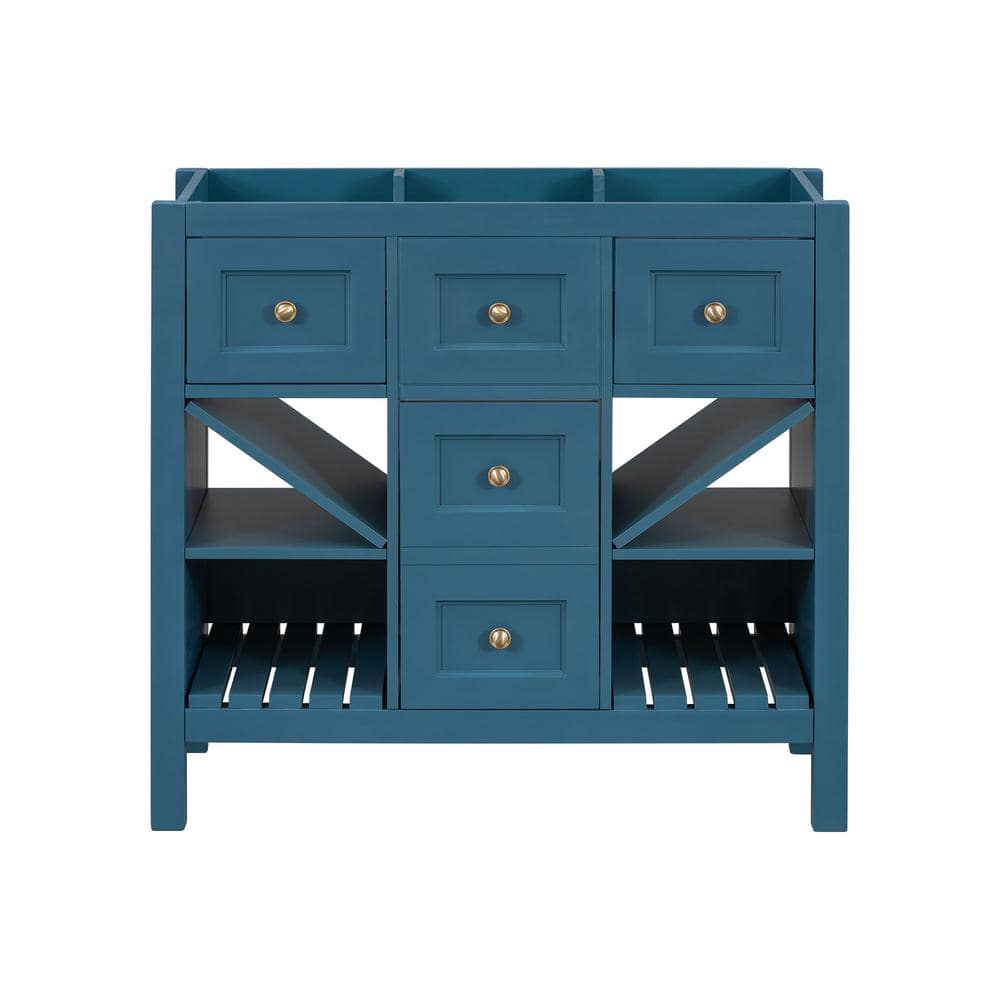 35.51 in. W x 17.87 in. D x 33 in. H Bath Vanity Cabinet without Top in Blu