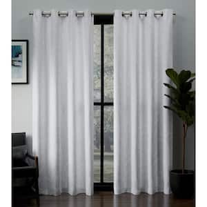Kilberry White 52 in. W x 84 in. L Grommet Top Room Darkening Black Out Curtain Panel (Set of 2)