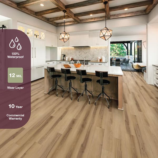 Hemlock Hickory 12 MIL x 7 in. W x 48 in. L Waterproof Click Lock Luxury Vinyl Plank Flooring (23.8 sq. ft. /Case)