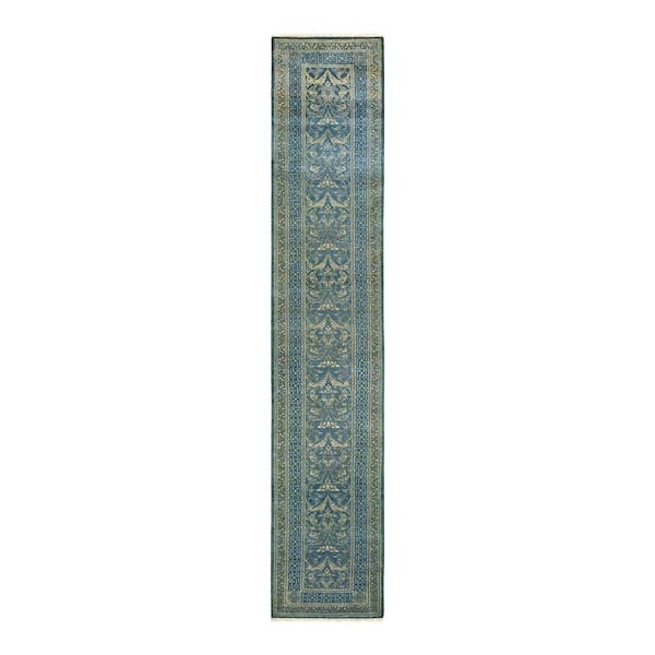 Solo Rugs Mogul One-of-a-Kind Traditional Green 2 ft. 7 in. x 14 ft. 2 in. Oriental Area Rug