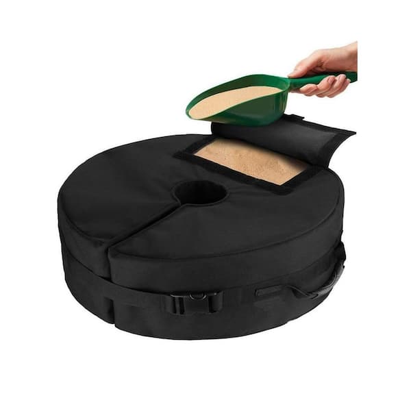 Portable Umbrella Weight Sand Bag Stabilizer Oxford Cloth Patio Umbrella Base for Beach, Garden, Cantilever in Black