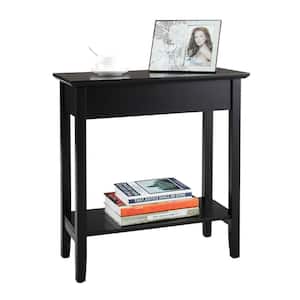 22.75 in. Black Rectangle MDF End Table with Anti-slip Foot Nails & Hidden Storage Drawer