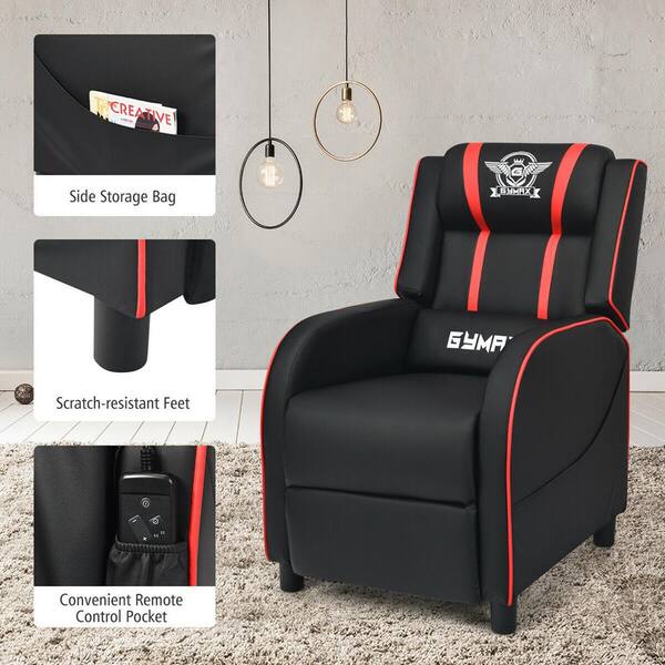 thumbnail image 2 of Goplus Massage Gaming Recliner Chair, Racing Style PU Leather Single Recliner Sofa With Footrest, Adjustable Modern Living Room Recliners, Ergonomic Home Theater Recliner Seat 2 of 13