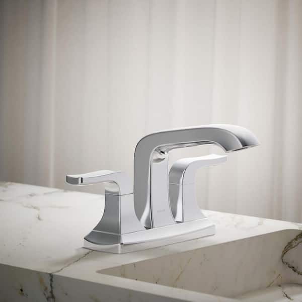 Rubicon 4 in. Centerset Double Handle Bathroom Faucet in Polished Chrome