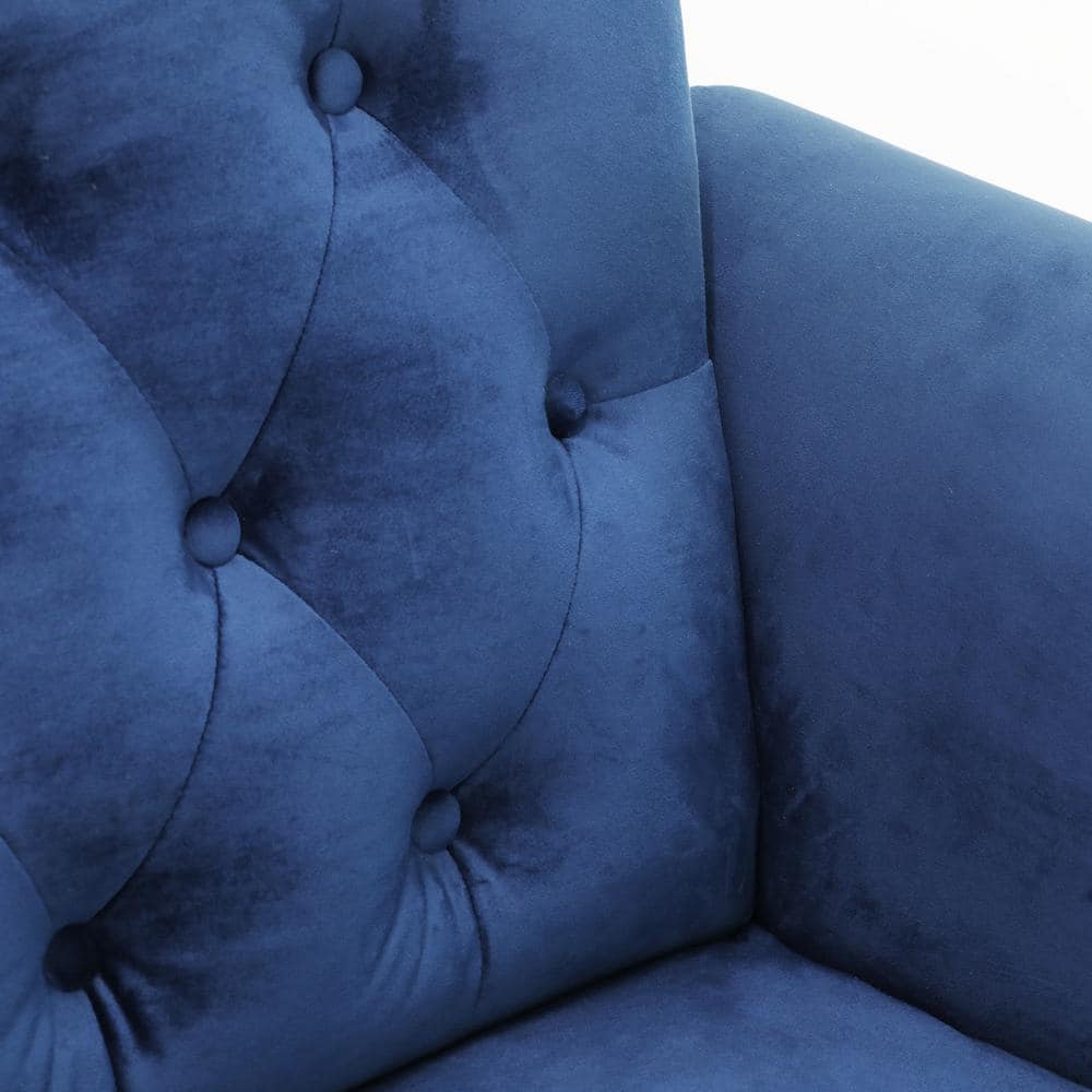 Navy Velvet Tufted Chesterfield Loveseat with Nailhead Trim