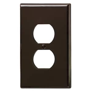 1-Gang Large and Jumbo Size Plastic Wall Plate and 1-Duplex Receptacle in Brown