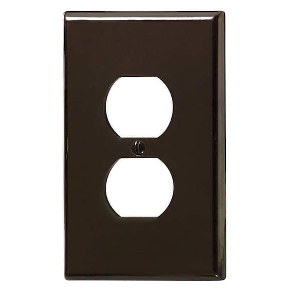 Leviton 1-Gang Large and Jumbo Size Plastic Wall Plate and 1-Duplex Receptacle in Brown